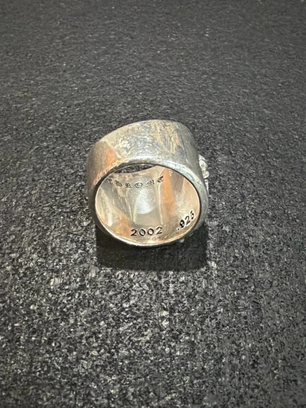 Chrome Hearts Silver Cross Filigree Wide Band Ring